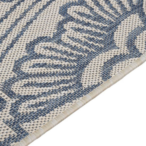 vidaXL Buitenkleed met patroon platgeweven 100x200 cm blauw