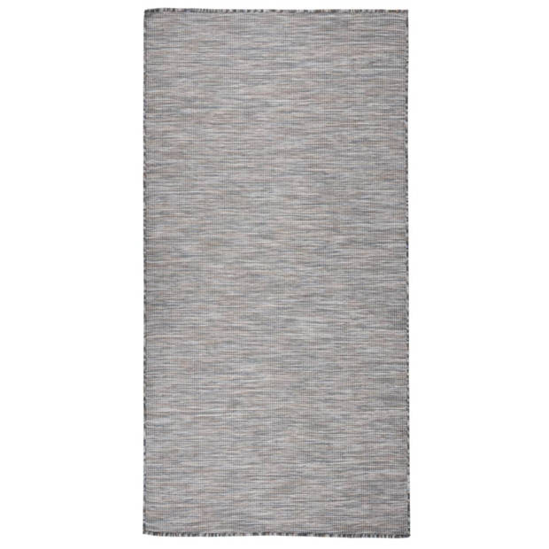 vidaXL Buitenkleed platgeweven 100x200 cm bruin en zwart