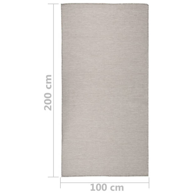 vidaXL Buitenkleed platgeweven 100x200 cm taupe