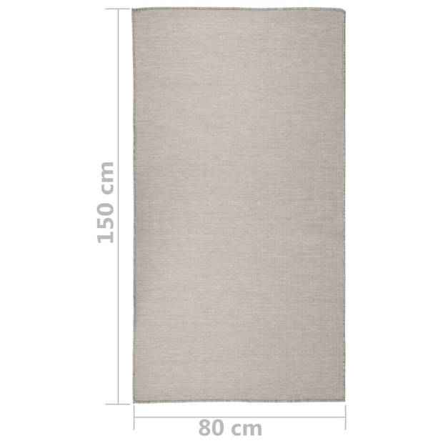 The Living Store Platgeweven Tuinkleed - 80x150cm - Taupe - Weerbestendig - UV-bestendig