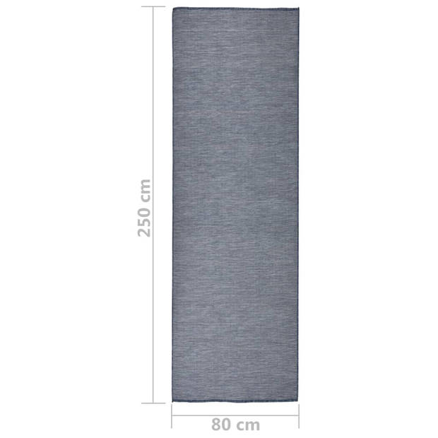 vidaXL Buitenkleed platgeweven 80x250 cm blauw