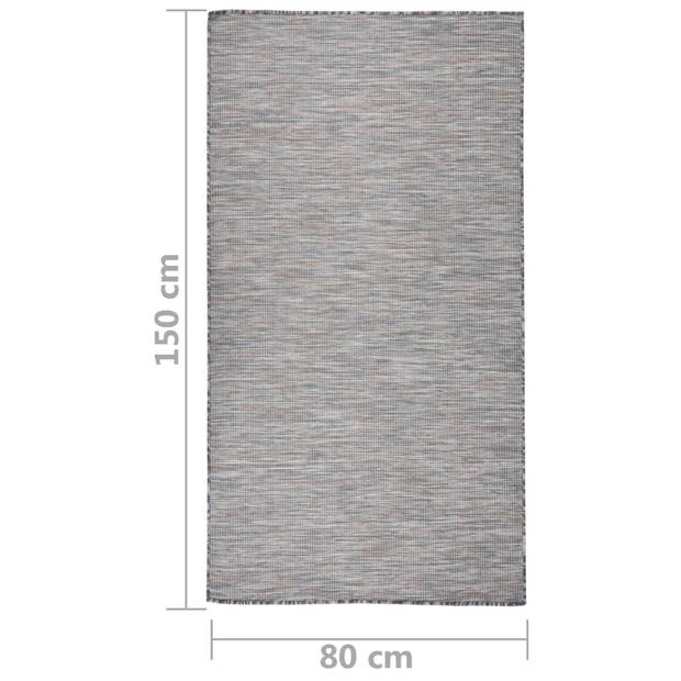 vidaXL Buitenkleed platgeweven 80x150 cm bruin en zwart