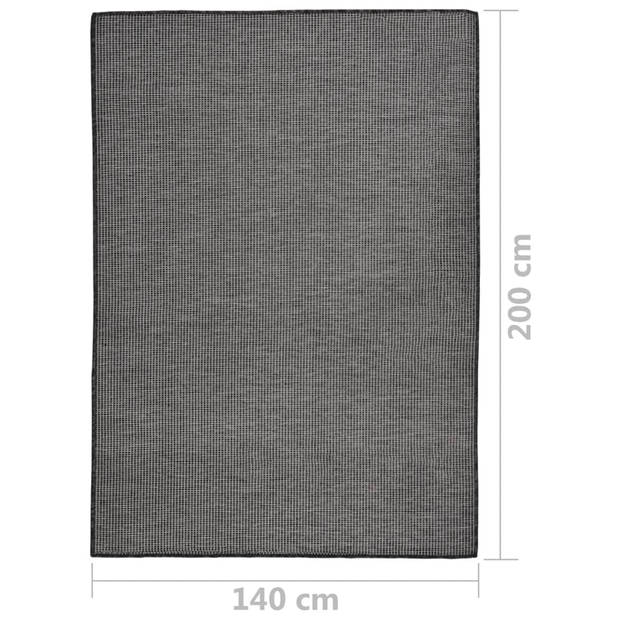 vidaXL Buitenkleed platgeweven 140x200 cm grijs