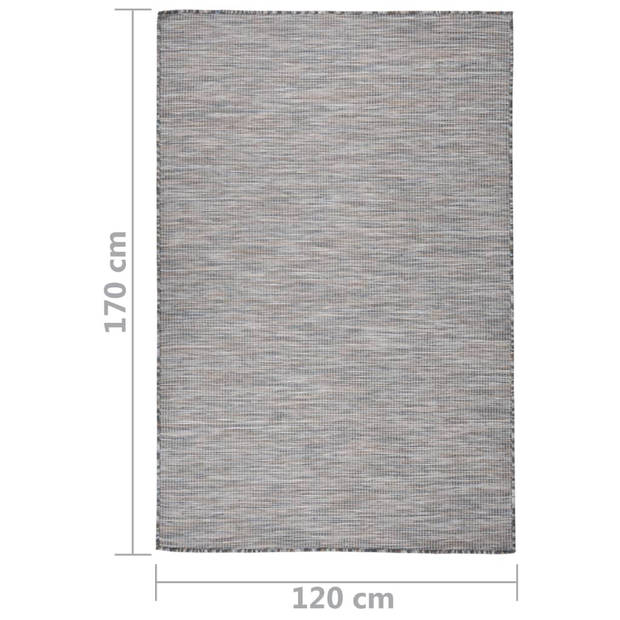 vidaXL Buitenkleed platgeweven 120x170 cm bruin en zwart