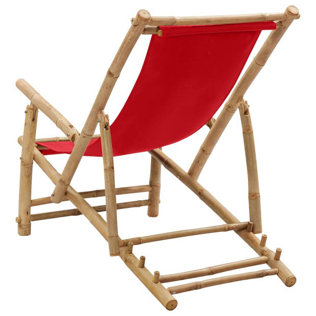 vidaXL Terrasstoel bamboe en canvas rood