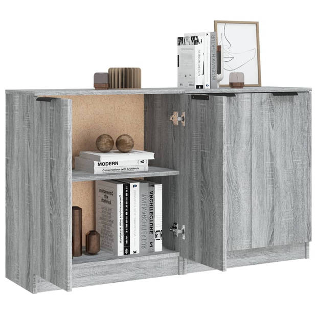 The Living Store Dressoir - - 2 stuks - Grijs Sonoma Eiken - Bewerkt Hout - 60x30x70 cm