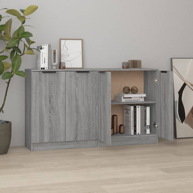 The Living Store Dressoir - - 2 stuks - Grijs Sonoma Eiken - Bewerkt Hout - 60x30x70 cm