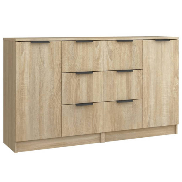 vidaXL Dressoirs 2 st 60x30x70 cm bewerkt hout sonoma eikenkleurig