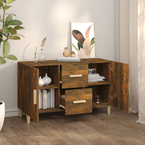 The Living Store Dressoir - Klassiek - Bijzetkast - 100 x 36 x 60 cm - Ken- Gerookt Eiken - Montage vereist