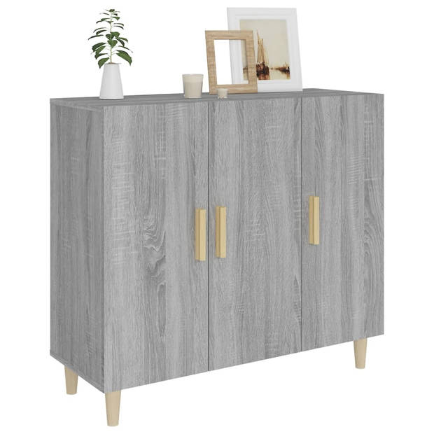 vidaXL Dressoir 90x34x80 cm bewerkt hout grijs sonoma eikenkleurig