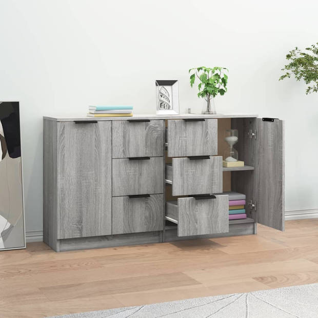 The Living Store Dressoir - Minimalistische Charme - Dressoirs - 60 x 30 x 70 cm - Grijs Sonoma Eiken