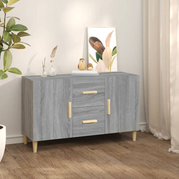 The Living Store Dressoir - Klassiek - Bijzetkast - Afmeting- 100x36x60 cm - Kleur- Grijs Sonoma Eiken