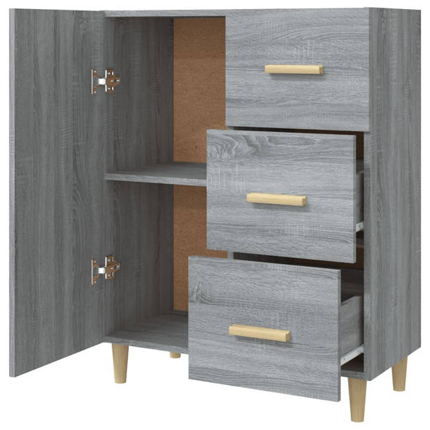 vidaXL Dressoir 69,5x34x90 cm bewerkt hout grijs sonoma eikenkleurig