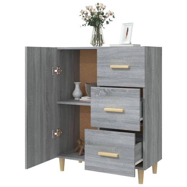 vidaXL Dressoir 69,5x34x90 cm bewerkt hout grijs sonoma eikenkleurig