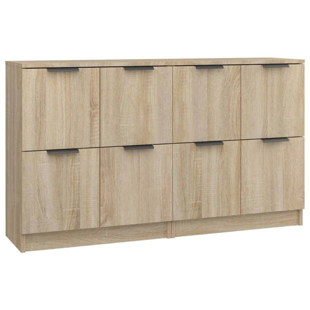 vidaXL Dressoirs 2 st 60x30x70 cm bewerkt hout sonoma eikenkleurig