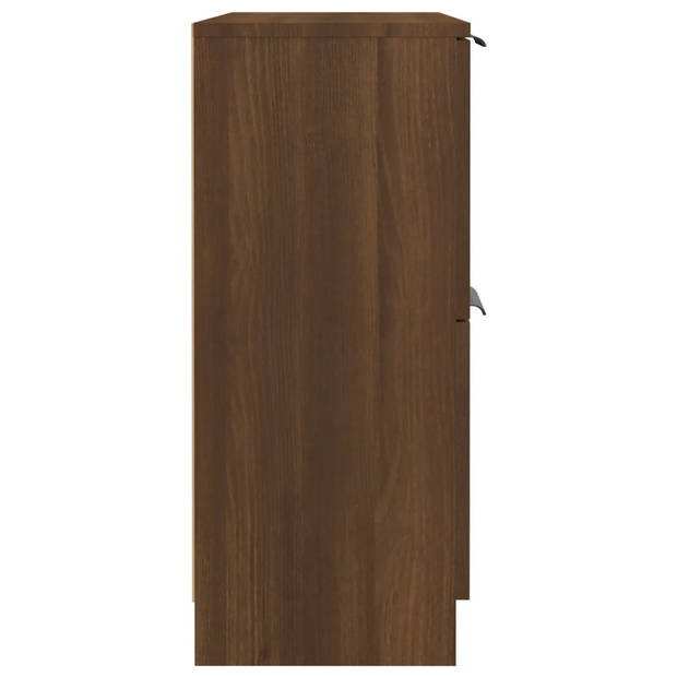 The Living Store Bewerkt Houten Dressoir - Bijzetkast - 60x30x70 cm - Bruineiken - Stevig Blad