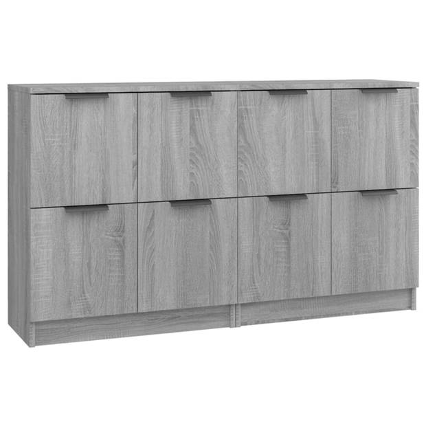 vidaXL Dressoirs 2 st 60x30x70 cm bewerkt hout grijs sonoma eiken