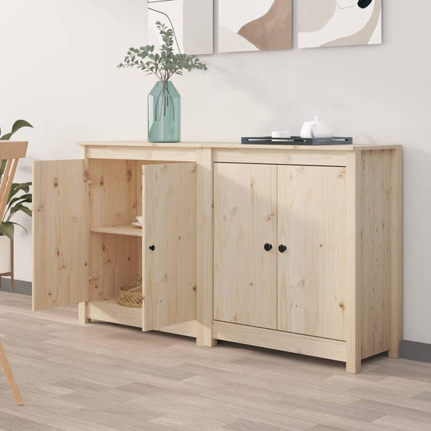 The Living Store Dressoir Grenenhout - Bijzetkast - 70x35x80 cm - Ruime opbergruimte - Stevig blad