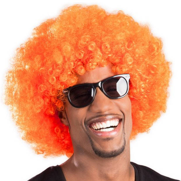 Oranje Pruik Afro - maat one-size - Oranjefeest - EK/WK Voetbal