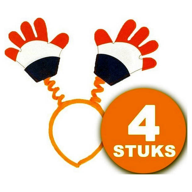 Oranje Diadeem 4 stuks Oranje Diadeem met Handjes Feestartikelen Oranje Hoofddeksel Feestkleding EK/WK Voetbal