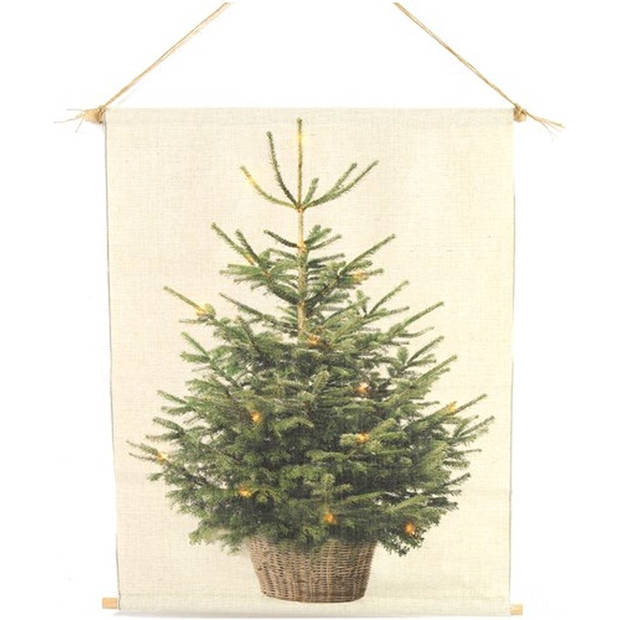 Countryfield Wanddoek Kerstboom met LED - 40 x 60 cm