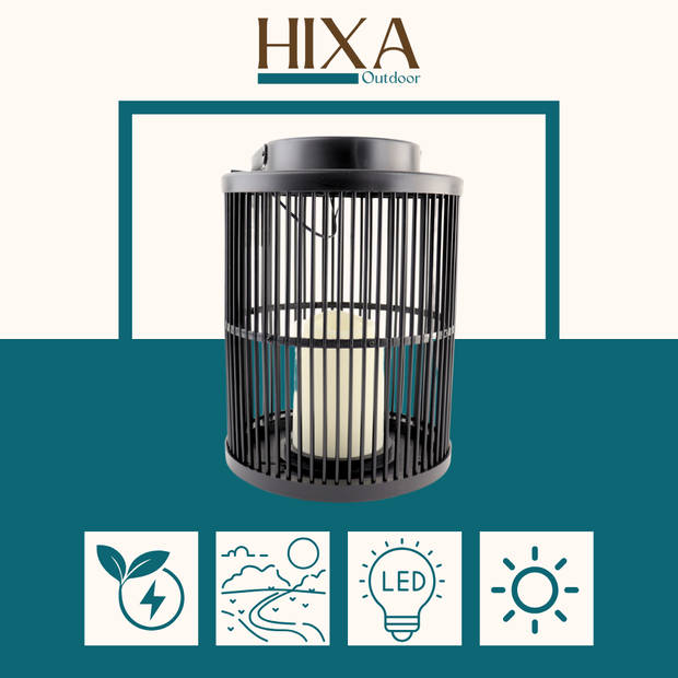 HIXA Lantaarn - Solar - LED - Tuinverlichting - Tafellamp - Buiten - Zonne-energie