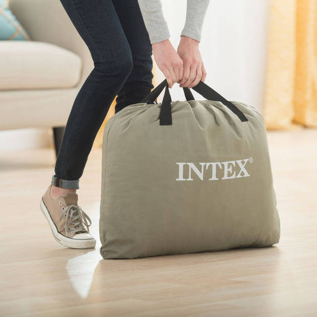 Intex Deluxe Pillow Rest Raised - Luchtbed - 2-Persoons - 152x203x42 cm (BxLxH) - Grijs - Met ingebouwde motorpomp