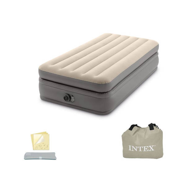 Intex Prime Comfort - Luchtbed - 1-Persoons - 99x191x51 cm (BxLxH) - Grijs - Met ingebouwde motorpomp