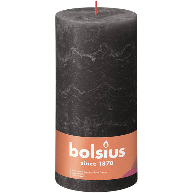 Bolsius Stompkaars Stormy Grey Ø100 mm - Hoogte 20 cm - Donkergrijs - 125 branduren