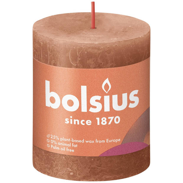 Bolsius Stompkaars Rusty Pink Ø68 mm - Hoogte 8 cm - Roze/Bruin - 35 branduren