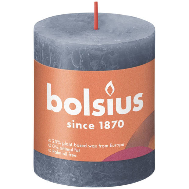 Bolsius Stompkaars Twilight Blue Ø68 mm - Hoogte 8 cm - Blauw/Grijs - 35 branduren