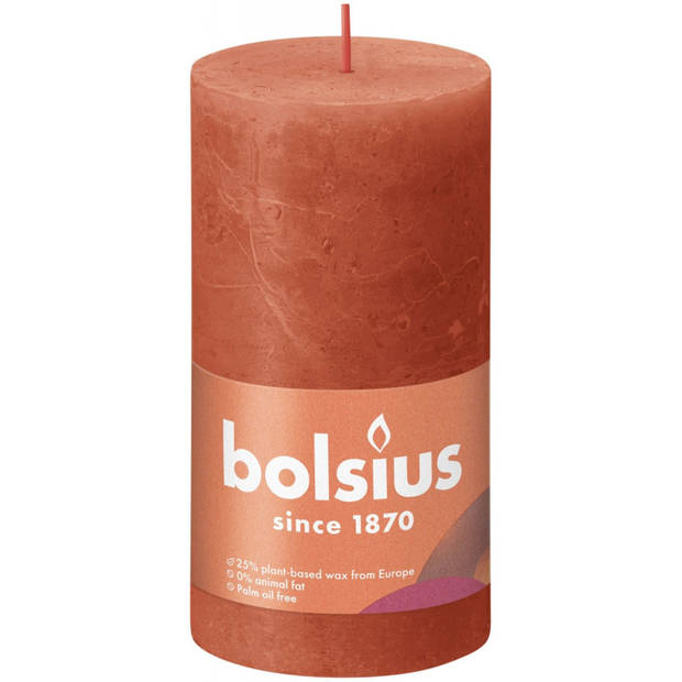 Bolsius Stompkaars Earthy Orange Ø68 mm - Hoogte 13 cm - Oranje - 60 branduren