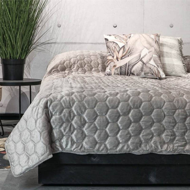 Unique Living Peggy - Bedsprei - Tweepersoons - 220x220 cm - Light grey