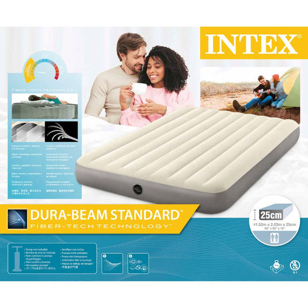 Intex Luchtbedset - 2-Persoons - 152 x 203 x 25 cm - Beige + Accessoires
