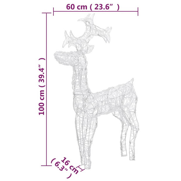 vidaXL Kerstversiering rendier 3 st 60x16x100 cm acryl