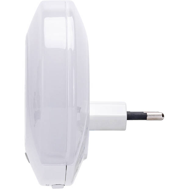 Stekkerlamp - Nachtlamp met Dag en Nacht Sensor Incl. USB Oplaadbaar - Aigi Nuino - 0.4W - Warm Wit 3000K - Rond - Mat