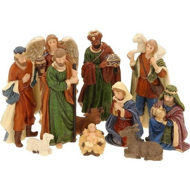 Generic Kerststal figuren - 11 delig - polystone- 5 tot 12 cm