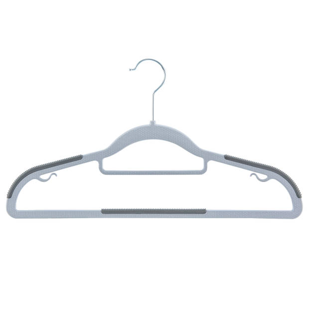 Kunststof kledinghangers - antislip - met broeklat of roklat - grijs