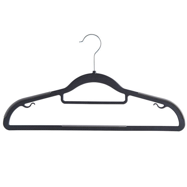 Kunststof kledinghangers - antislip - met broeklat of roklat - zwart