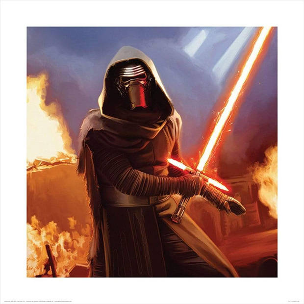 Kunstdruk Star Wars Episode VII Kylo Ren Fire 40x40cm