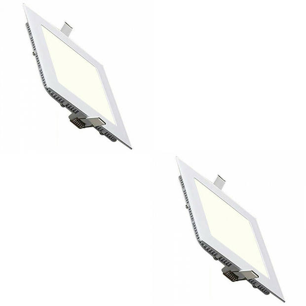 LED Downlight Slim 2 Pack - Inbouw Vierkant 3W - Natuurlijk Wit 4200K - Mat Wit Aluminium - 89mm