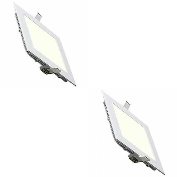 LED Downlight Slim 2 Pack - Inbouw Vierkant 6W - Natuurlijk Wit 4200K - Mat Wit Aluminium - 113.5mm