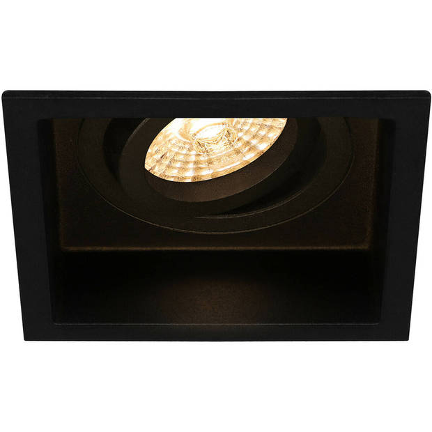 LED Spot Set - Pragmi Domy Pro - GU10 Fitting - Inbouw Vierkant - Mat Zwart - Verdiept - Kantelbaar - 105mm - Philips -
