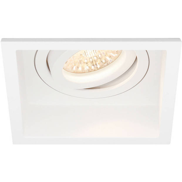 LED Spot Set - Pragmi Domy Pro - GU10 Fitting - Inbouw Vierkant - Mat Wit - Verdiept - Kantelbaar - 105mm - Philips -