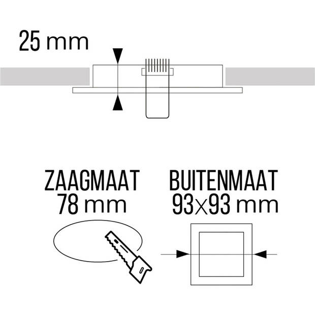 LED Spot Set - Pragmi Rodos Pro - GU10 Fitting - Inbouw Vierkant - Mat Wit - 93mm - Philips - CorePro 830 36D - 3.5W -