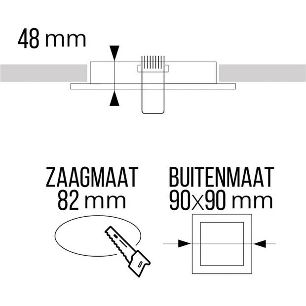 LED Spot Set - Pragmi Minko Pro - GU10 Fitting - Inbouw Vierkant - Mat Zwart - Verdiept - 90mm - Philips - CorePro 827