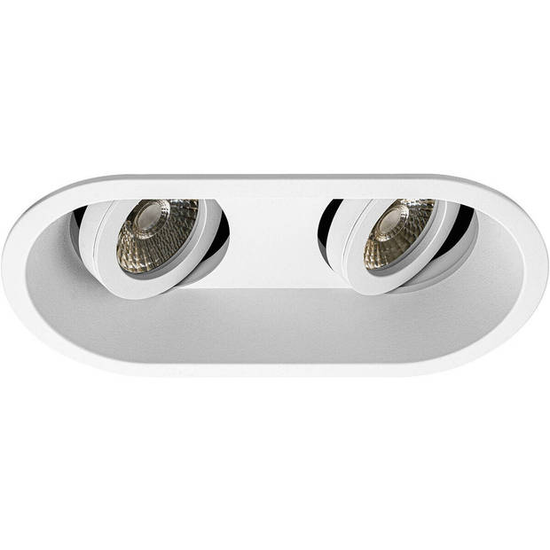 LED Spot Set - Pragmi Zano Pro - GU10 Fitting - Inbouw Ovaal Dubbel - Mat Wit - Kantelbaar - 185x93mm - Philips - MASTER