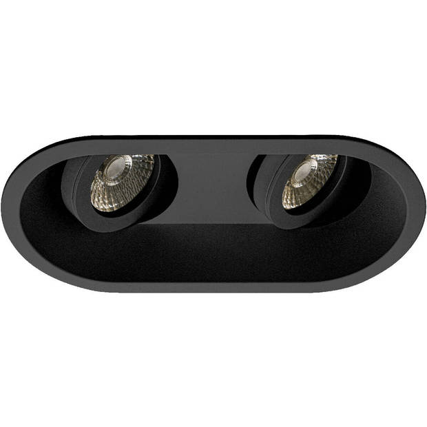LED Spot Set - Pragmi Zano Pro - GU10 Fitting - Inbouw Ovaal Dubbel - Mat Zwart - Kantelbaar - 185x93mm - Philips -