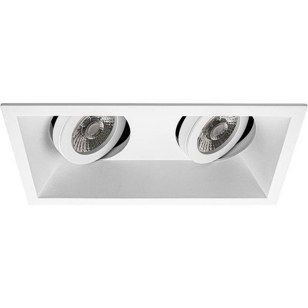 LED Spot Set - Pragmi Zano Pro - GU10 Fitting - Dimbaar - Inbouw Rechthoek Dubbel - Mat Wit - 6W - Natuurlijk Wit 4200K