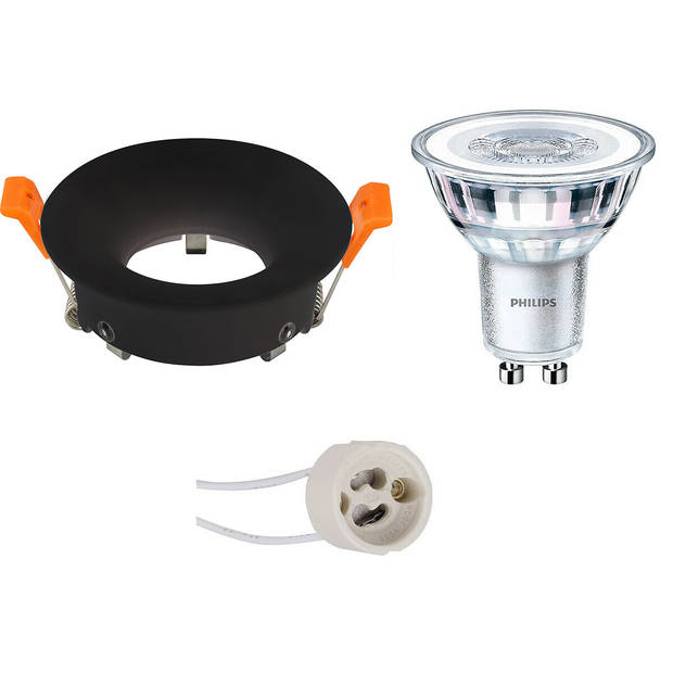 LED Spot Set - GU10 Fitting - Inbouw Rond - Mat Zwart - Ø85mm - Philips - CorePro 830 36D - 4W - Warm Wit 3000K -